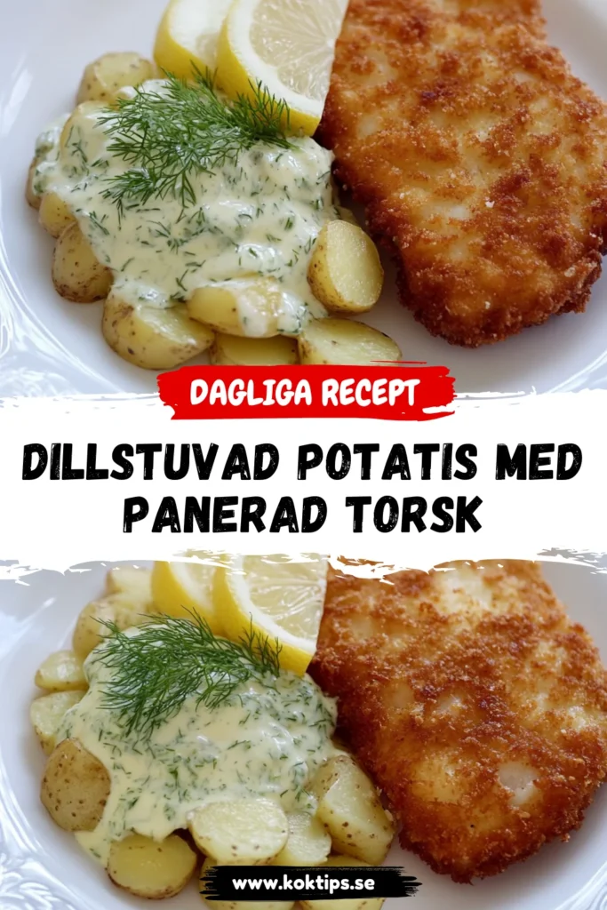 Dillstuvad potatis med panerad torsk