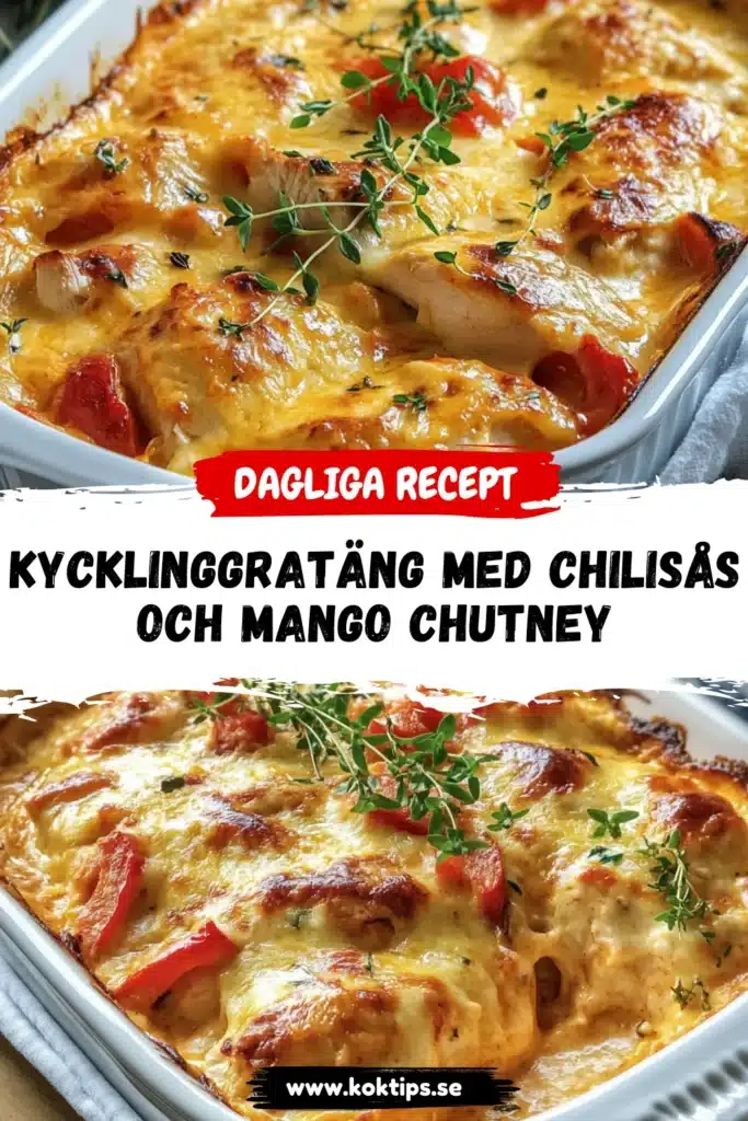 Kycklinggratäng med chilisås och mango chutney