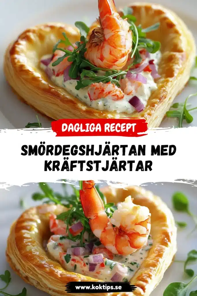 Smördegshjärtan med kräftstjärtar