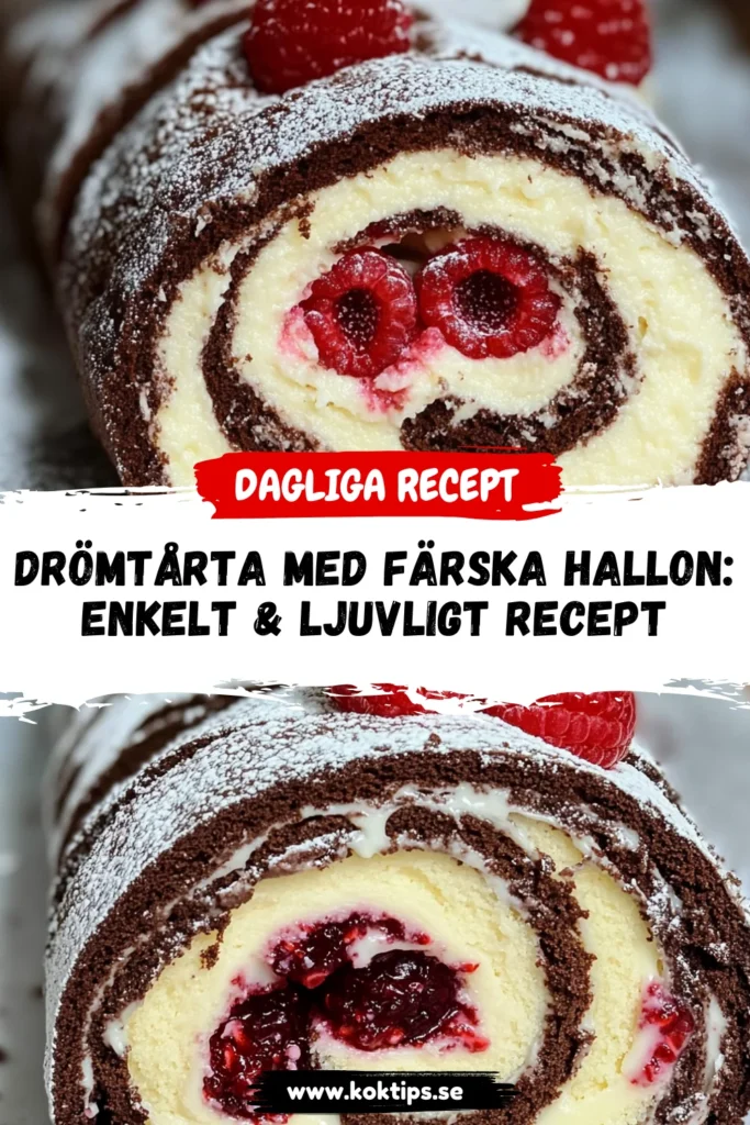 Drömtårta med färska hallon