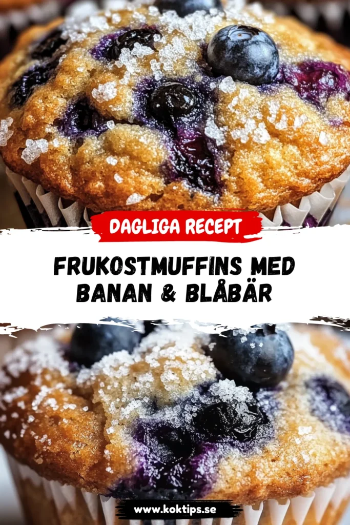 Frukostmuffins med banan & blåbär