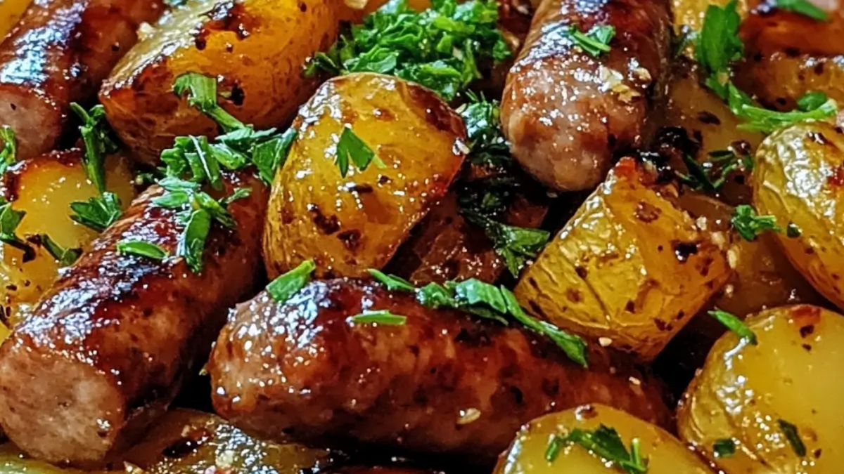 Glaserad korv och potatis