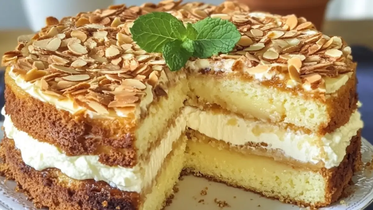 Toscakaka med vaniljkräm