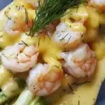 Vit sparris med räkor och hollandaise