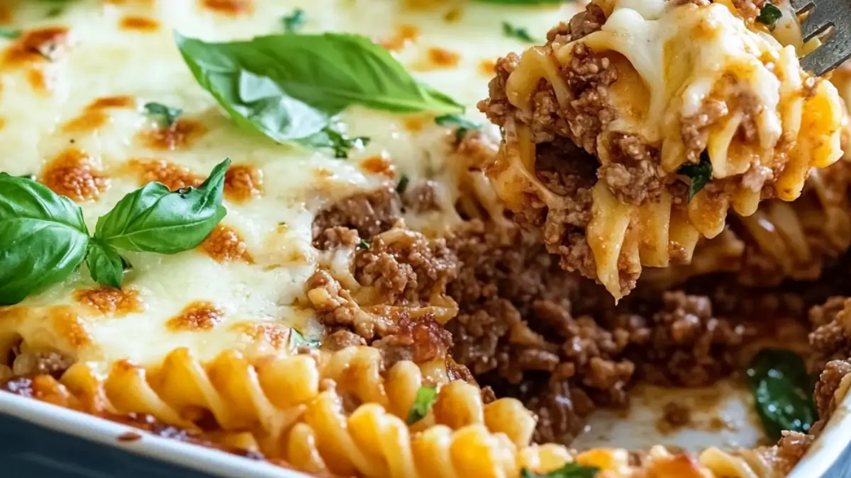 Pastagratäng med köttfärs och osttäcke