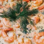 Krämig ugnspannkaka med räk och dillstuvning