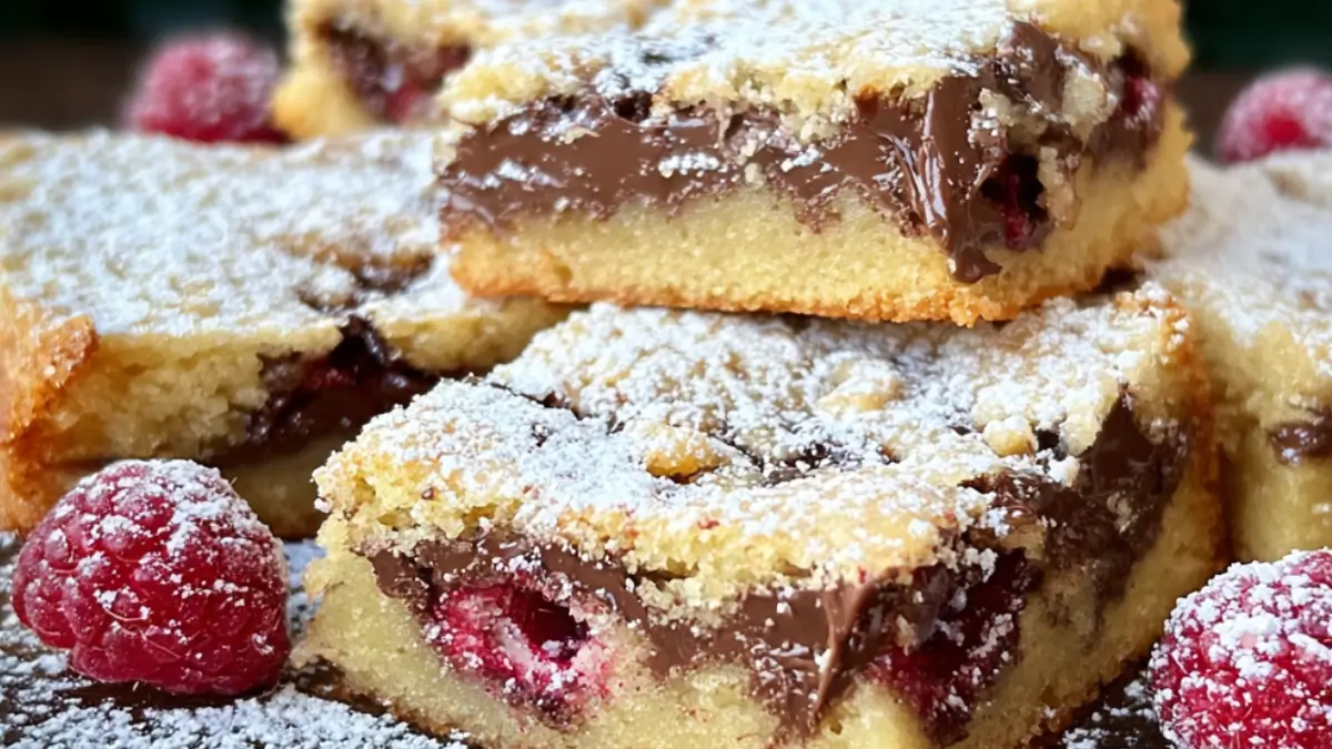 Krämiga blondies med nutella & hallon på 30 min
