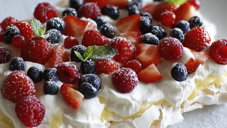 Pavlova med citron och bär