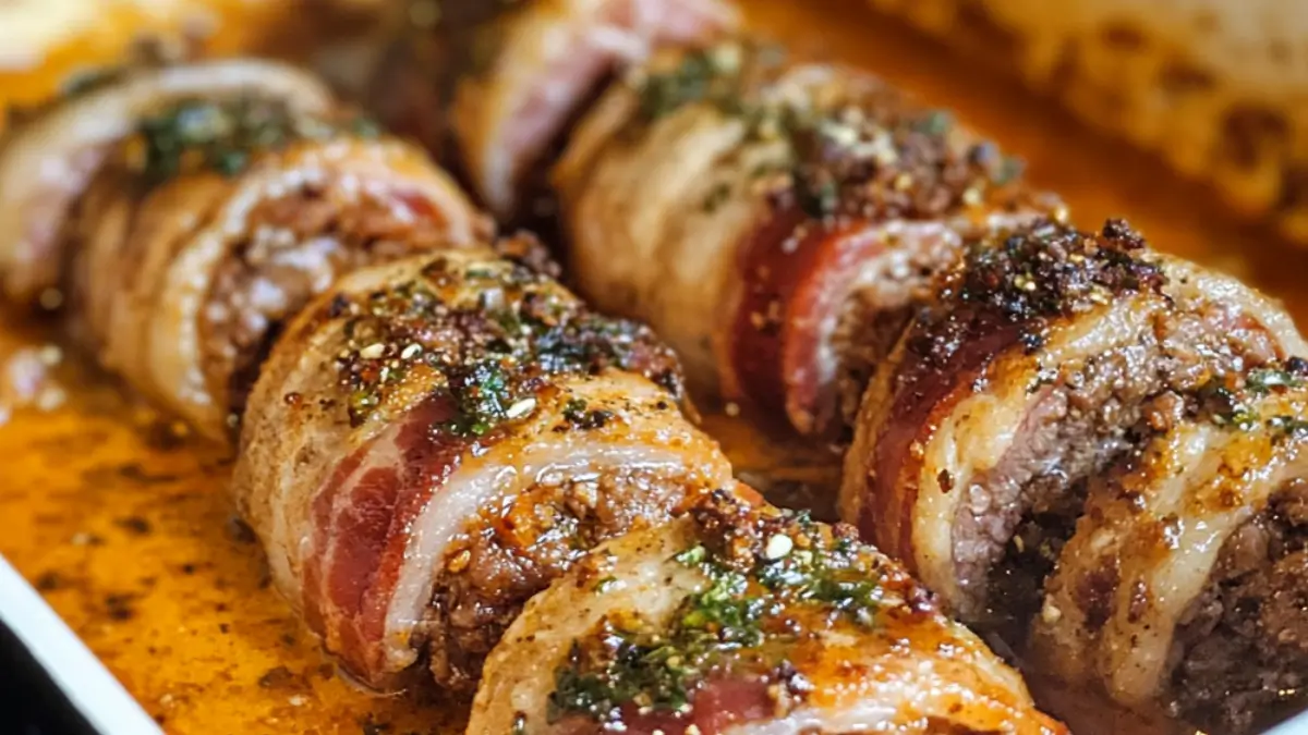 Köttfärs och baconrullader