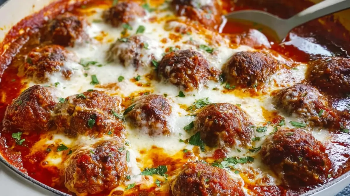Mozzarellagratinerade italienska köttbullar