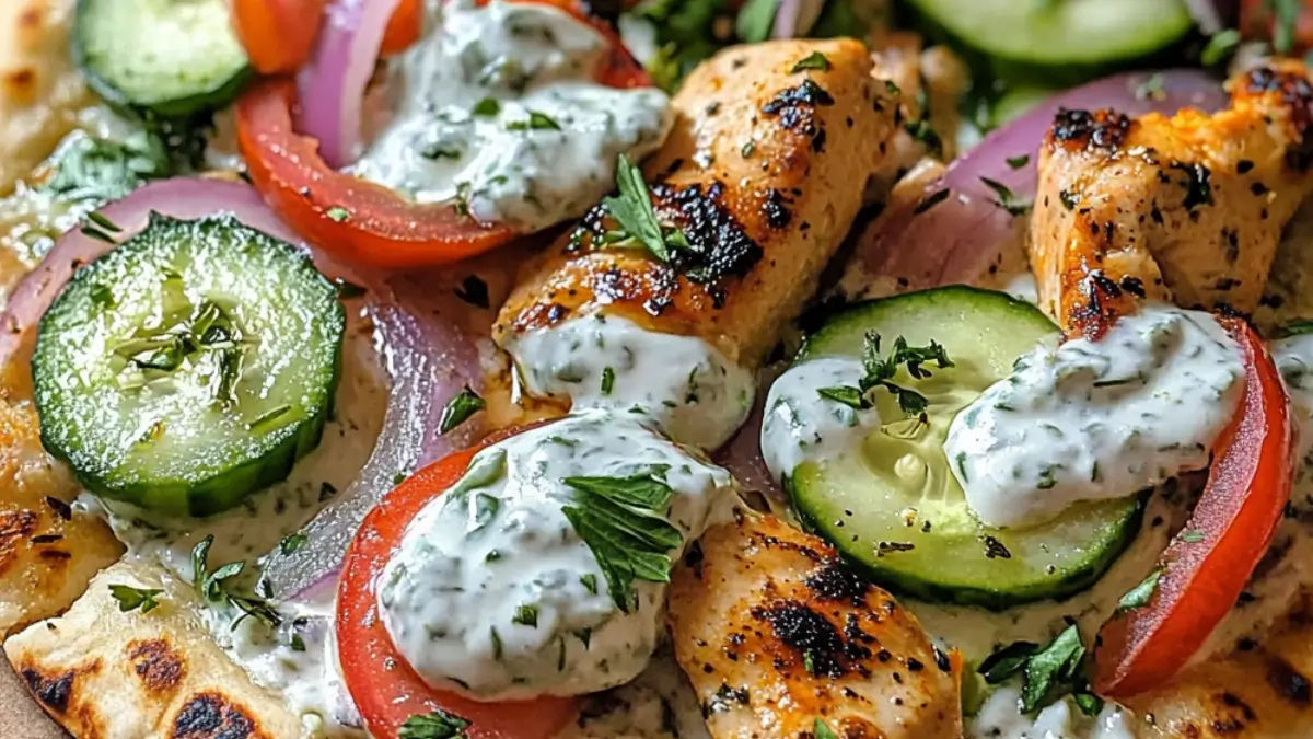 Tzatziki Kyckling Naan Pizza