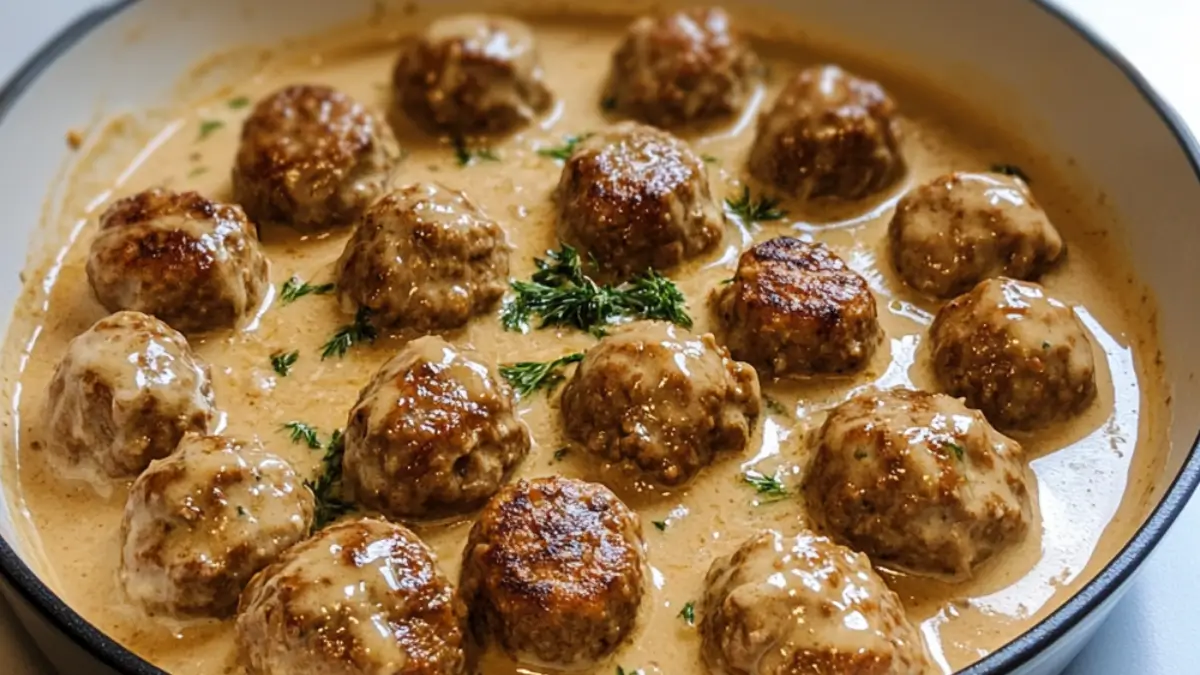 köttbullar i krämig gräddsås