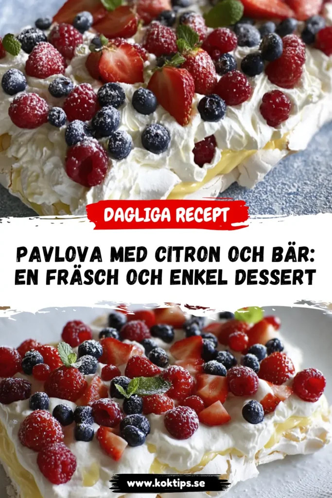 Pavlova med citron och bär