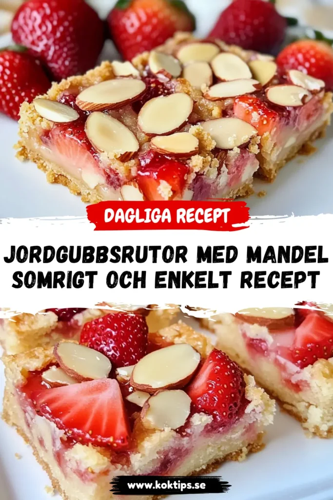 Jordgubbsrutor med mandel