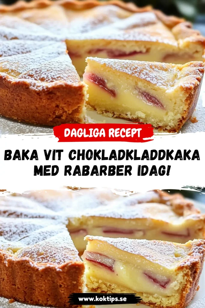 Vit chokladkladdkaka med rabarber