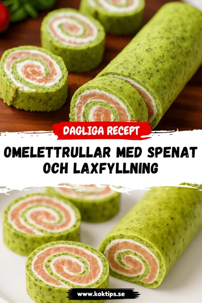 Omelettrullar med spenat och laxfyllning