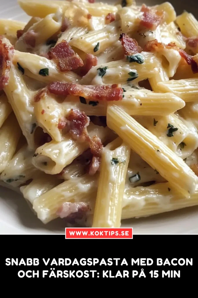 pasta med bacon och färskost