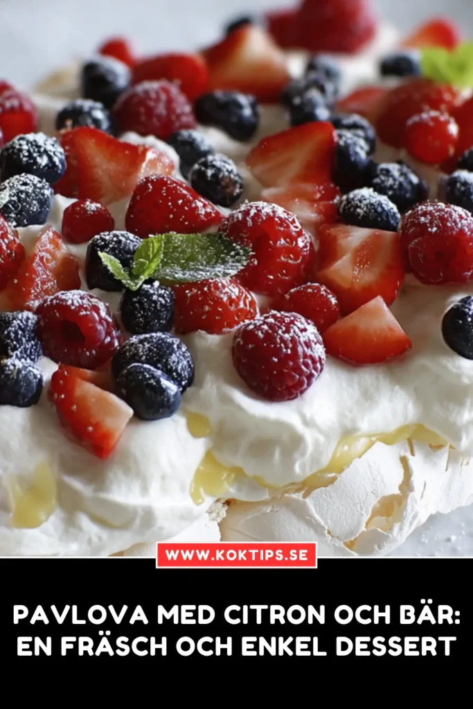 Pavlova med citron och bär