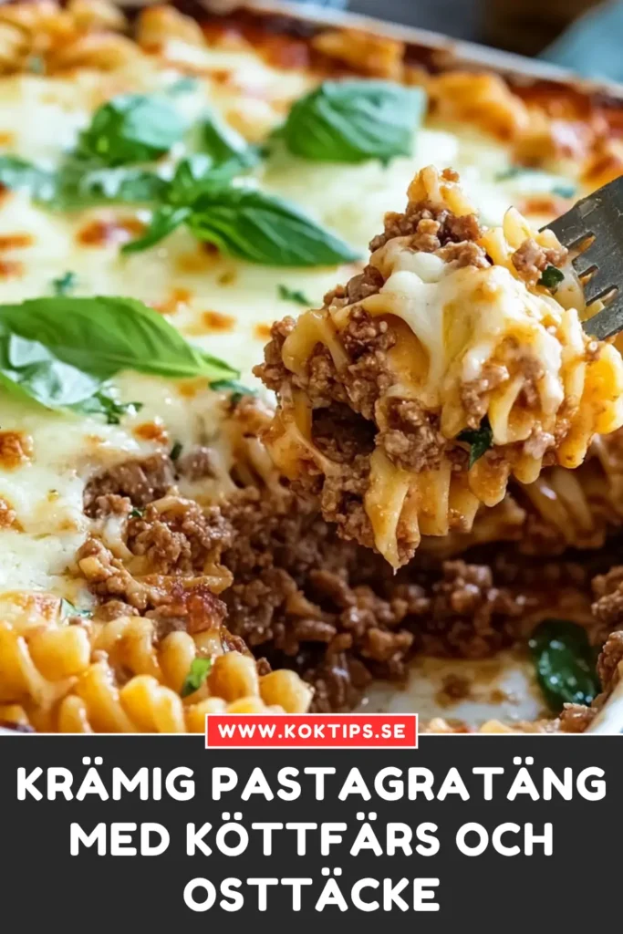 Pastagratäng med köttfärs och osttäcke