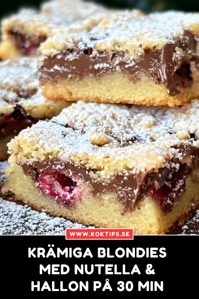 Krämiga blondies med nutella & hallon på 30 min