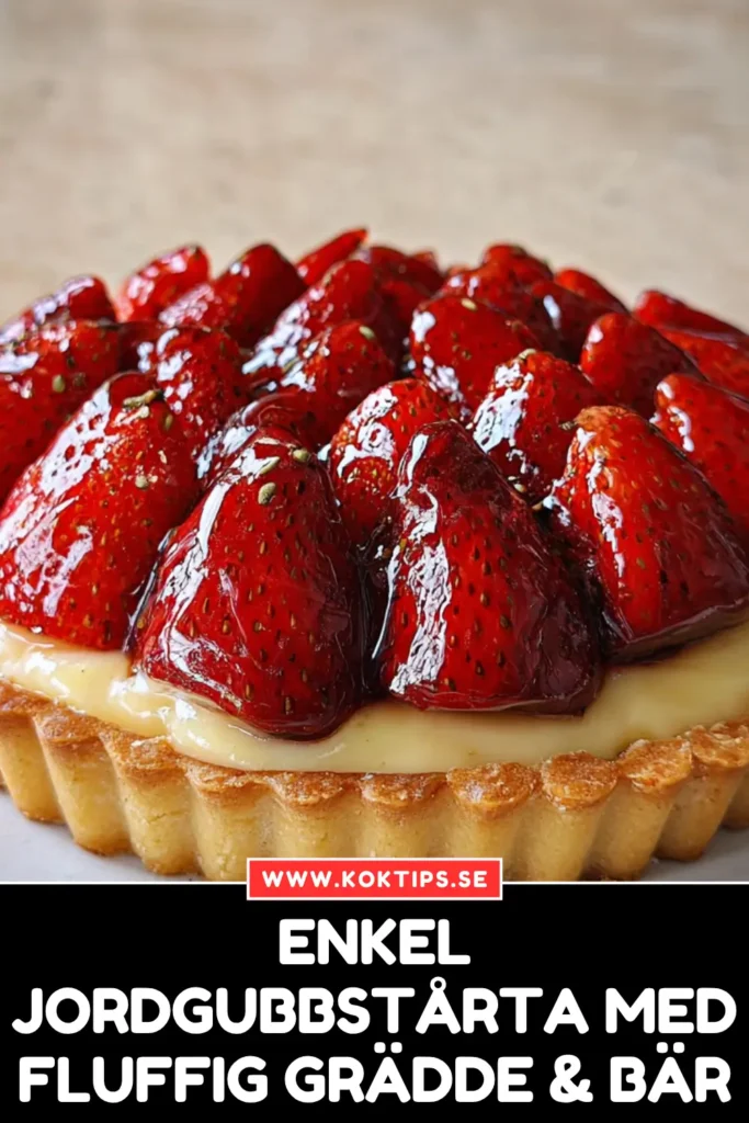 Enkel jordgubbstårta med fluffig grädde & bär