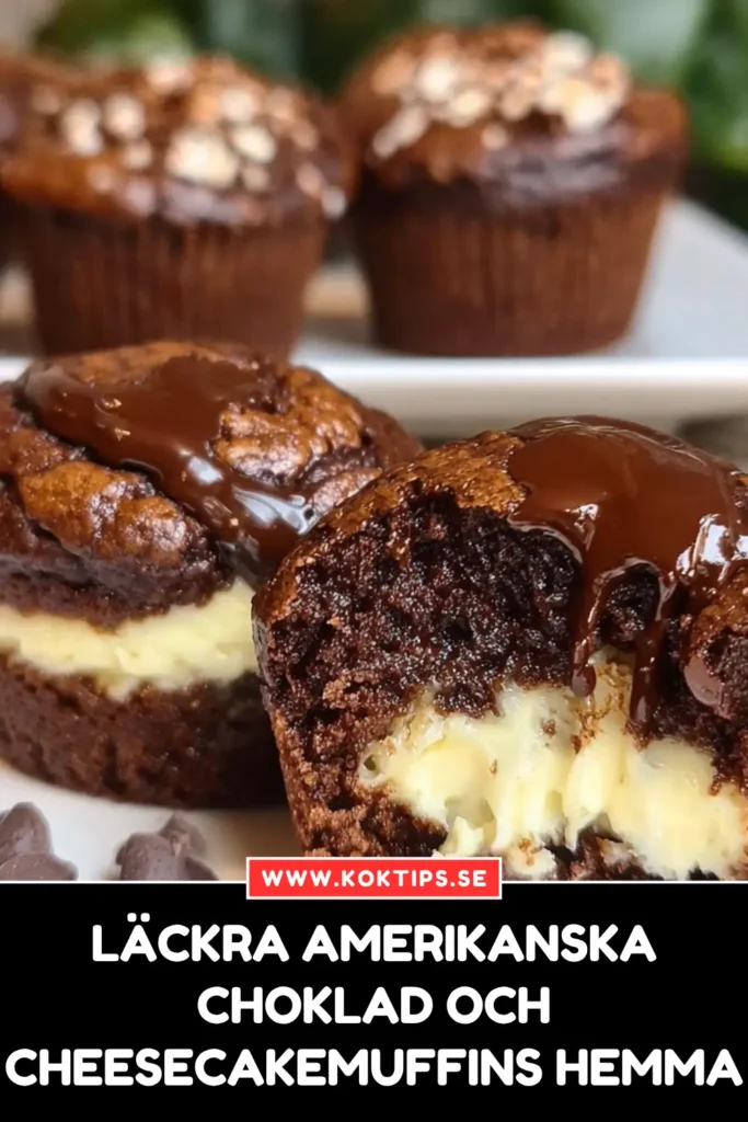 Läckra amerikanska choklad och cheesecakemuffins hemma