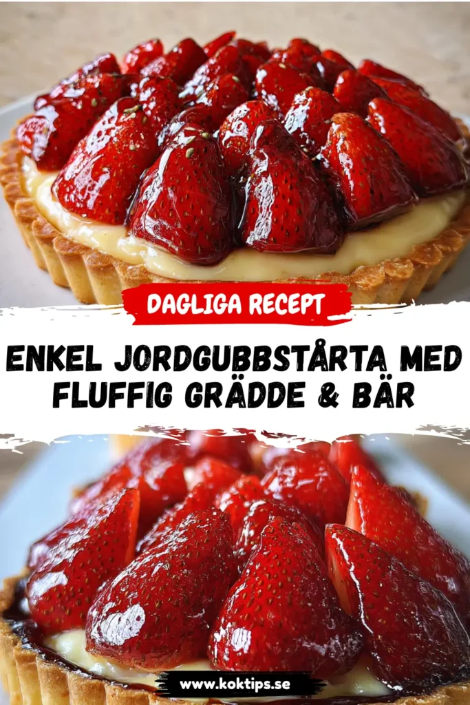 Enkel jordgubbstårta med fluffig grädde & bär