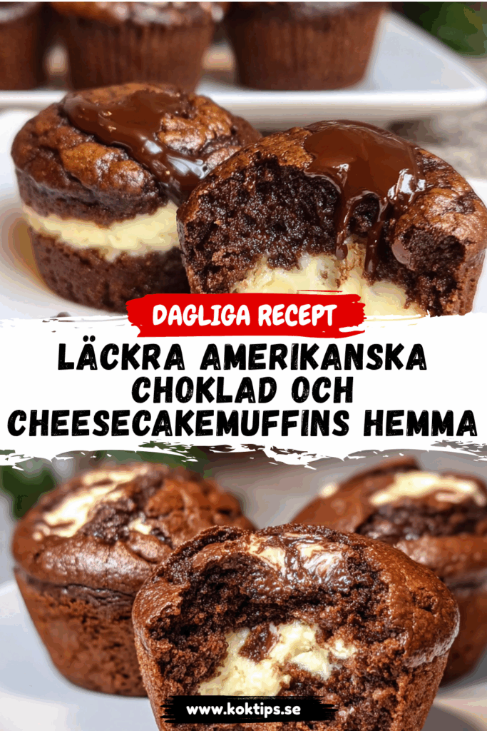 Läckra amerikanska choklad och cheesecakemuffins hemma