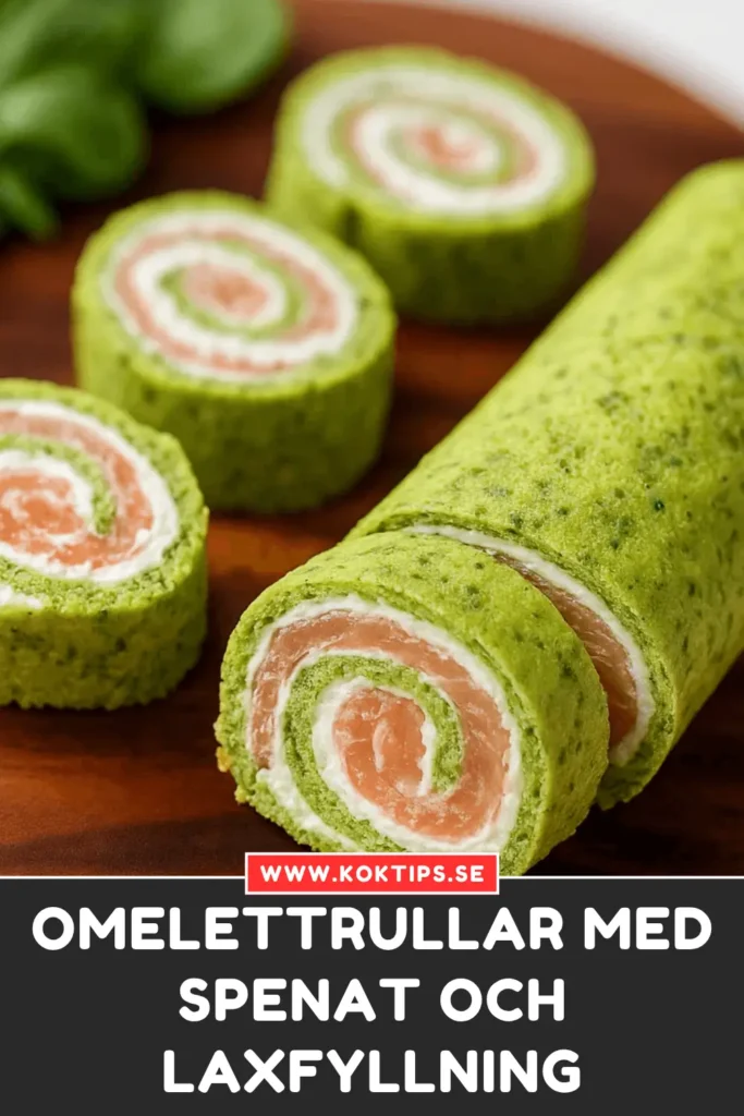 Omelettrullar med spenat och laxfyllning