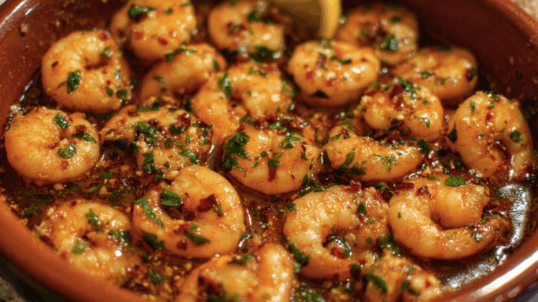 Spanska vitlöksräkor med chili: autentisk tapasrätt