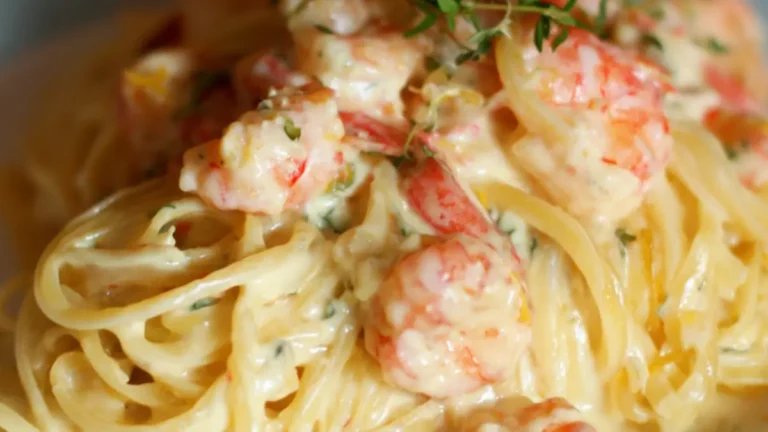 Pasta med räkor i vansinnigt god sås på 20 minuter