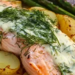 Lax i foliepaket med potatis och dillsås på 40 min