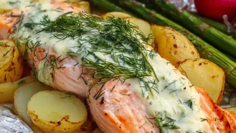 Lax i foliepaket med potatis och dillsås på 40 min