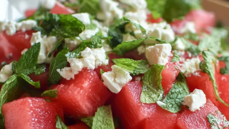 Sallad med vattenmelon och fetaost på 10 min