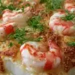 Parmesanbakad torsk med räkor: Smakrik middag!