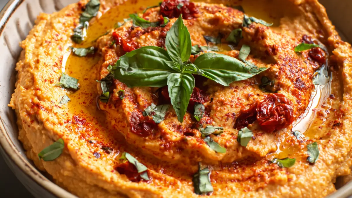 Tomat och basilika hummus: Smakexplosion i varje tugga!