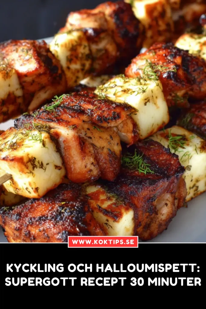 Kyckling och halloumispett