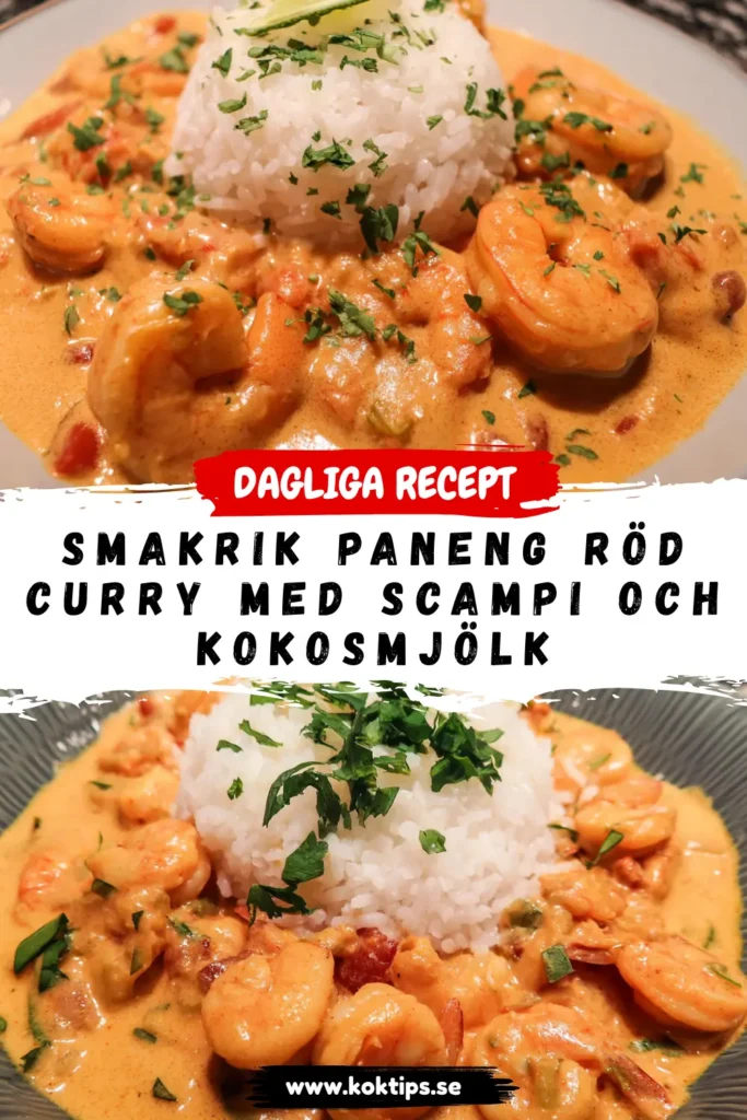 Smakrik Paneng röd curry med scampi och kokosmjölk