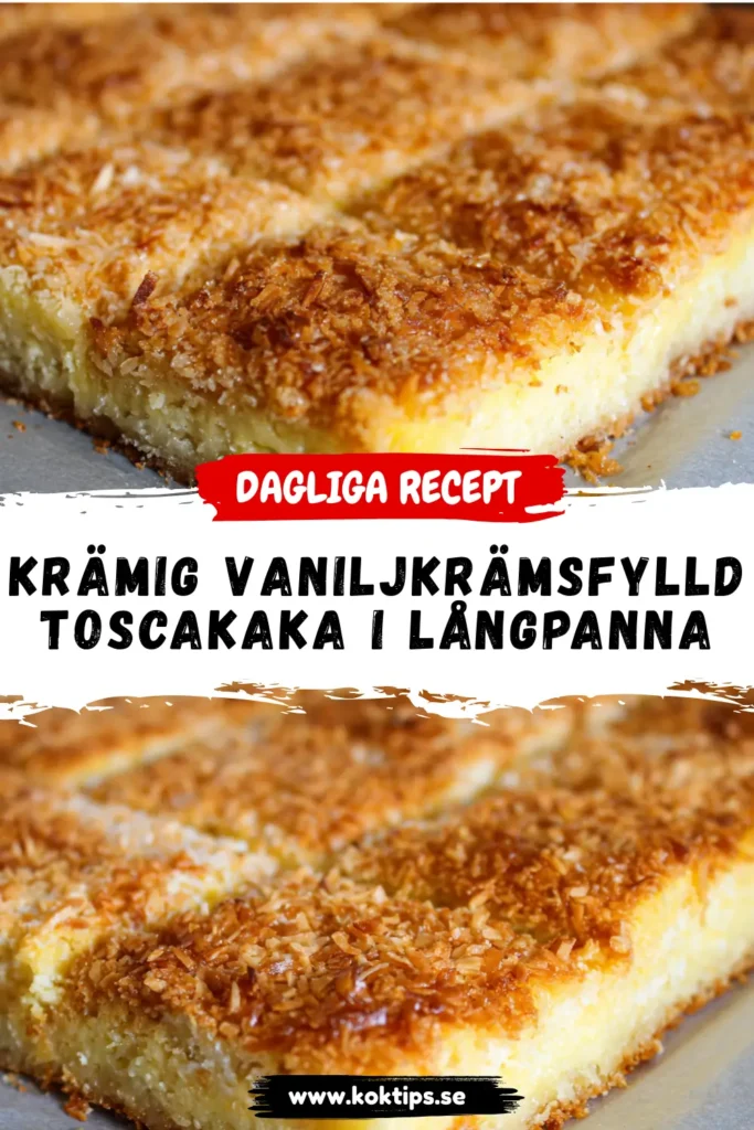 Krämig Vaniljkrämsfylld Toscakaka i Långpanna