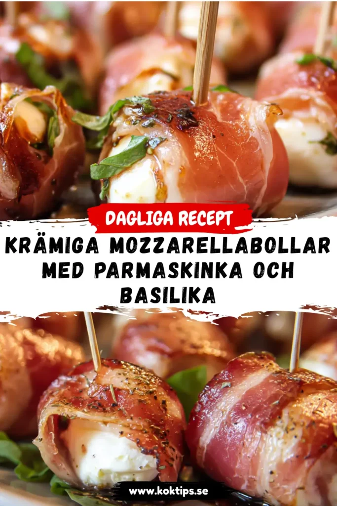 Krämiga Mozzarellabollar med Parmaskinka och Basilika