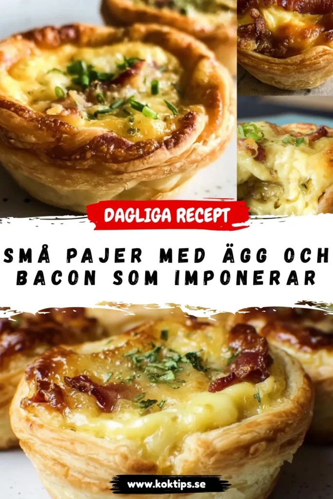 Små pajer med ägg och bacon som imponerar