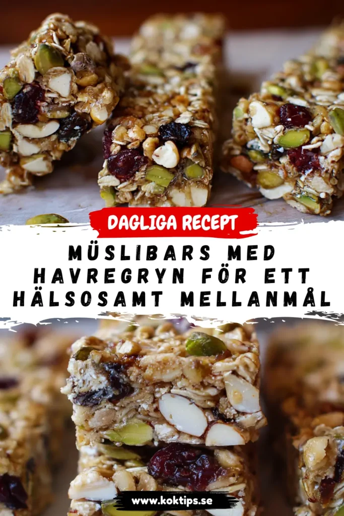 Müslibars med havregryn för ett hälsosamt mellanmål