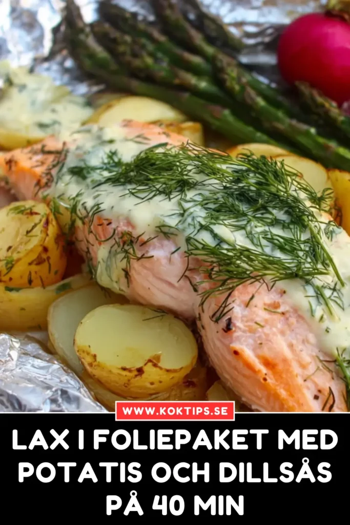 Lax i foliepaket med potatis och dillsås på 40 min