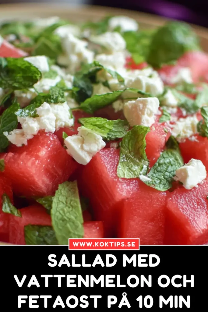 Sallad med vattenmelon och fetaost på 10 min