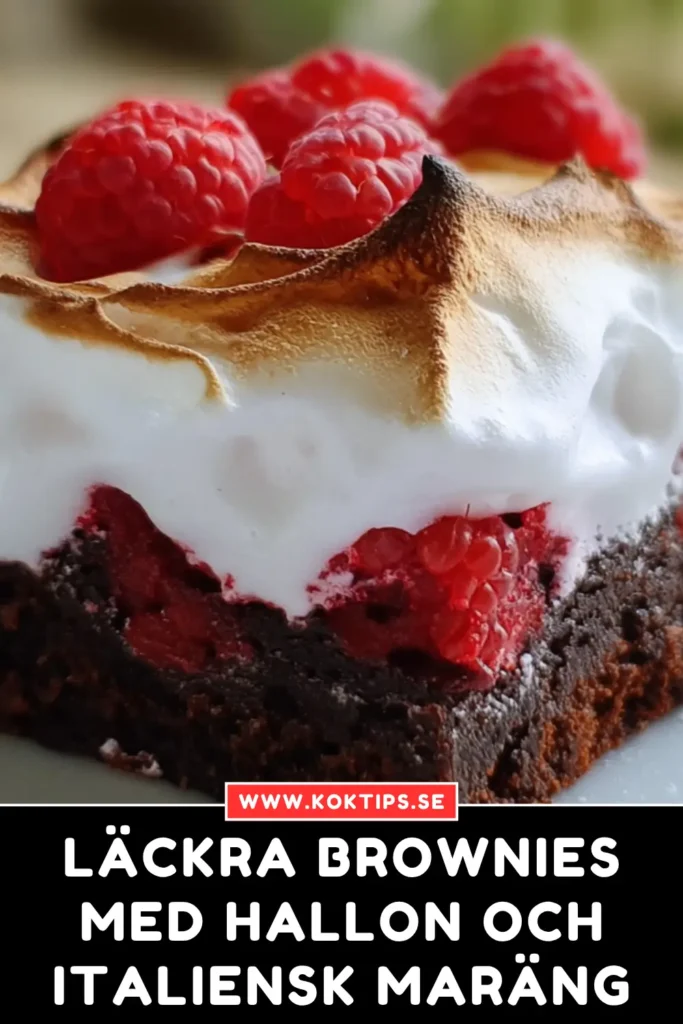 Läckra brownies med hallon och italiensk maräng