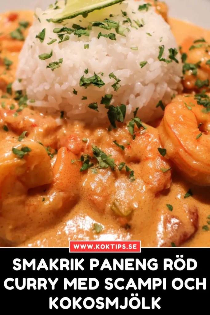 Smakrik Paneng röd curry med scampi och kokosmjölk