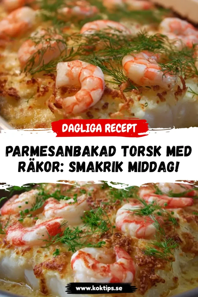 Parmesanbakad torsk med räkor: Smakrik middag!