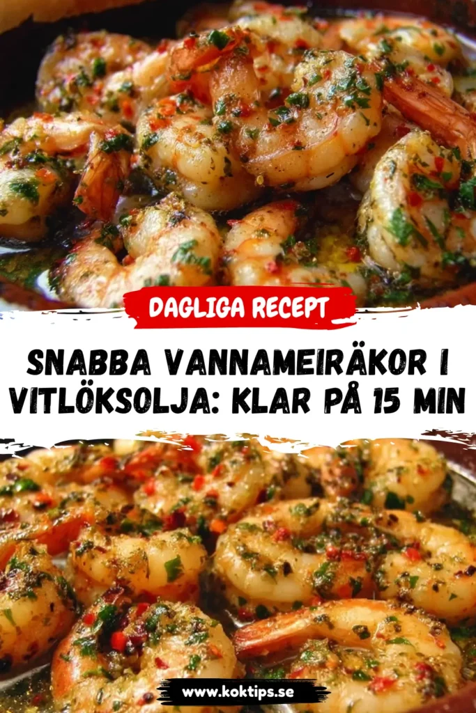 Snabba vannameiräkor i vitlöksolja: Klar på 15 min