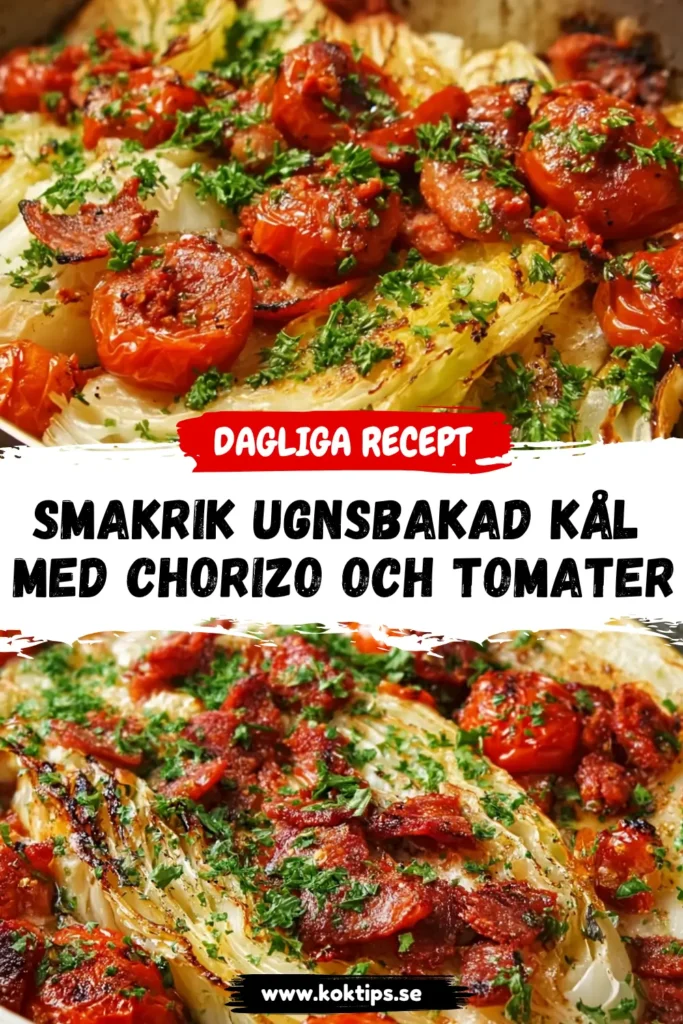Smakrik ugnsbakad kål med chorizo och tomater