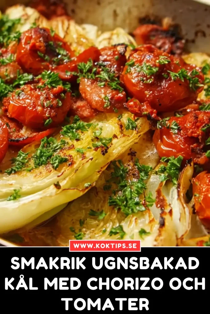 Smakrik ugnsbakad kål med chorizo och tomater
